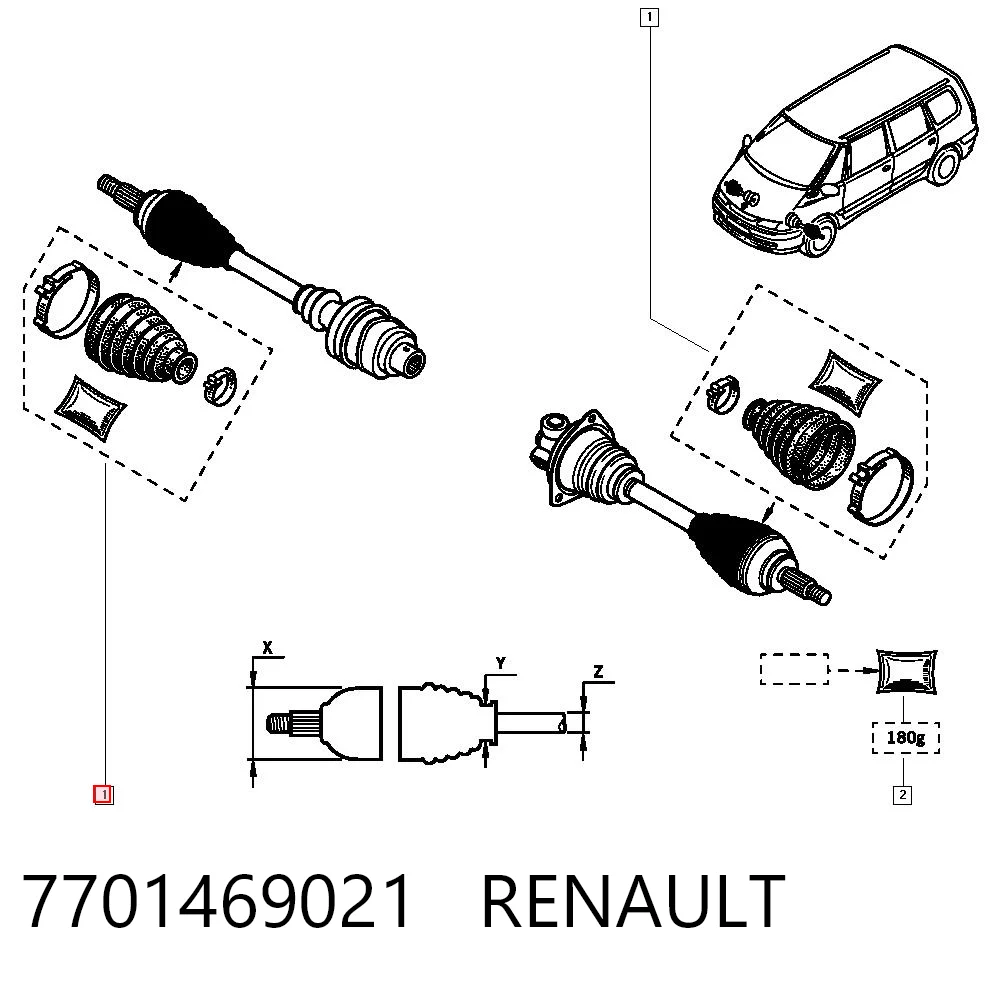 Bota de proteção externa de junta homocinética do semieixo dianteiro para Renault Laguna BG0, BG1