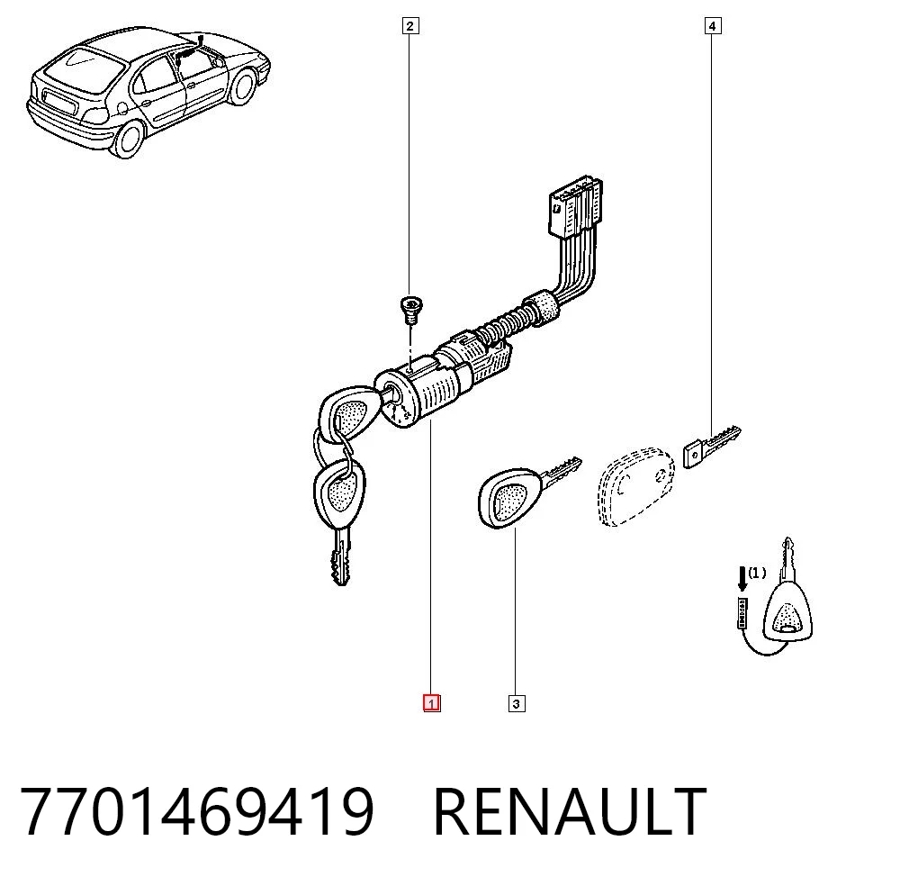 Cilindros de fecho, kit para Dacia Sandero I BS0, 1