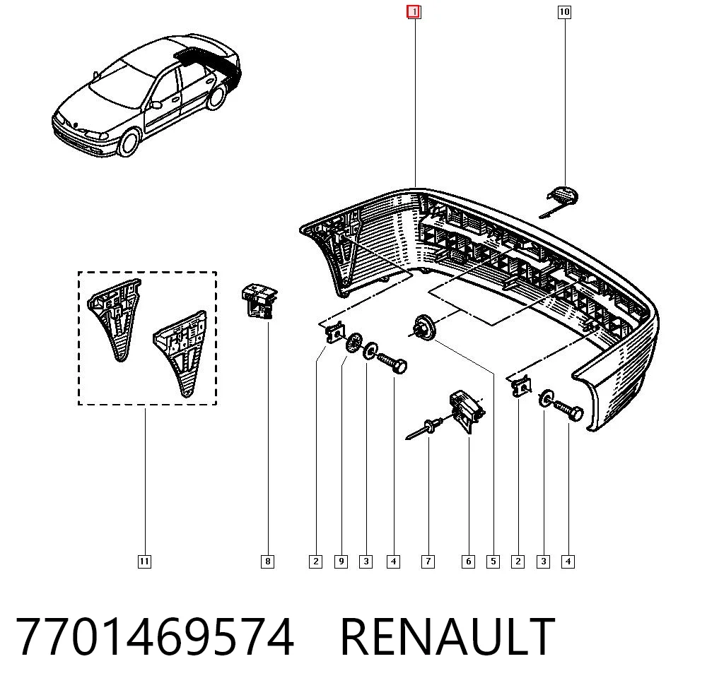Pára-choque traseiro Renault Laguna I B56, 556 ao melhor preço