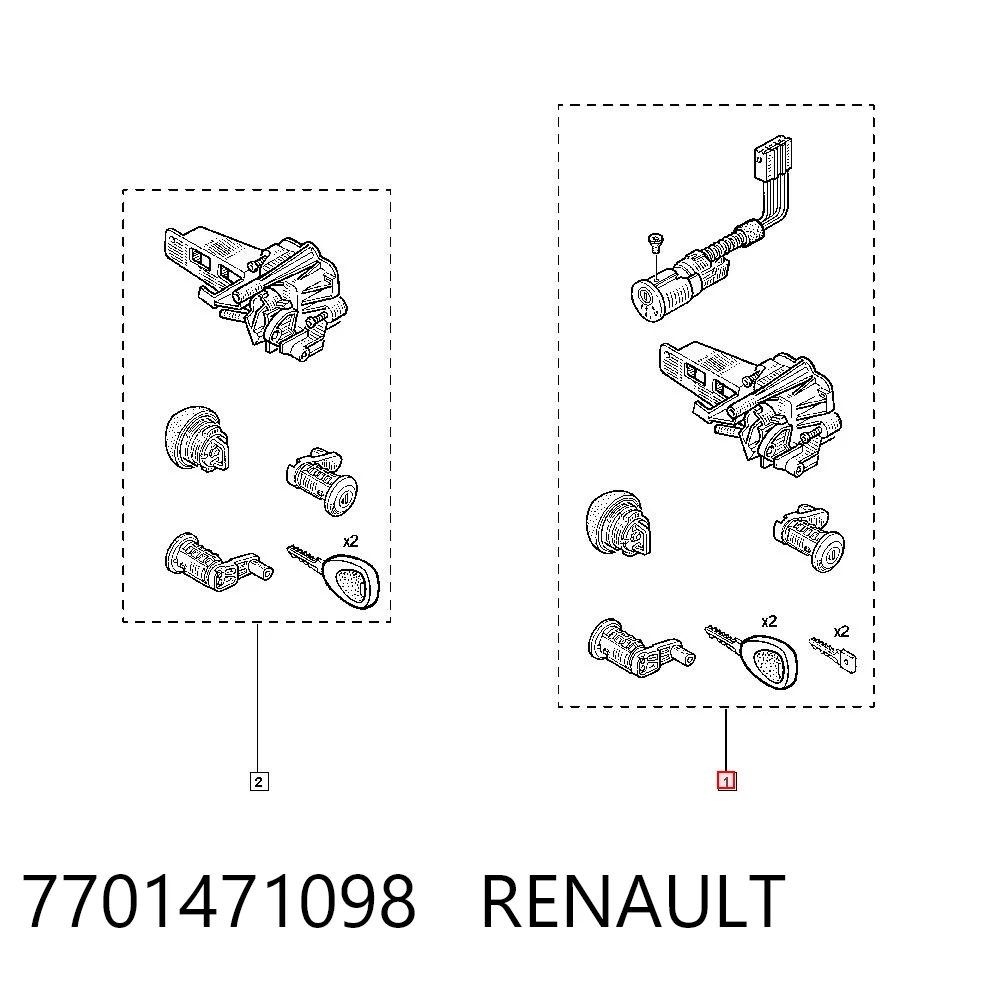 Cilindros de fecho, kit Dacia Sandero I BS0, 1