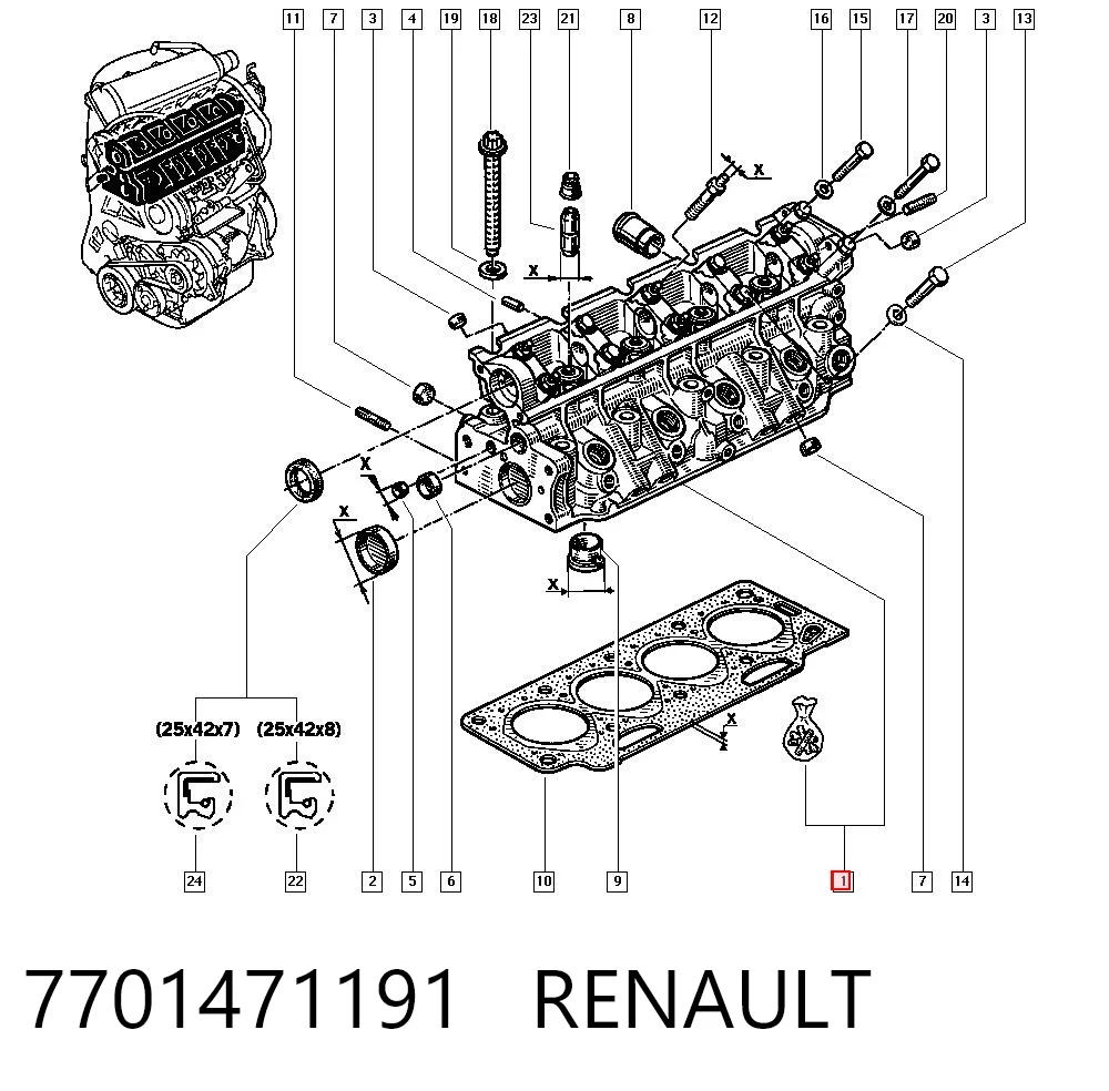  Cabeça de motor (CBC) Renault Clio I hatchback (BC57, 5357) (1990 - 1998) I