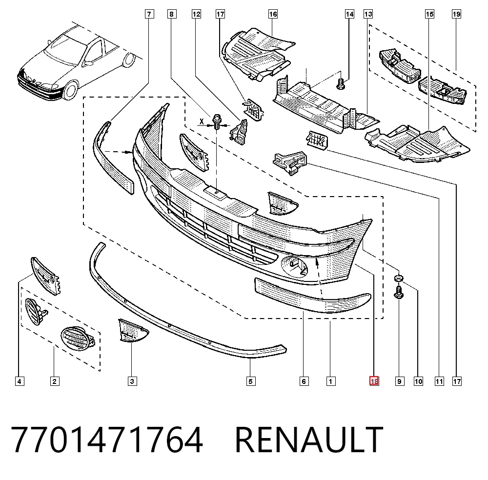  Pára-choque dianteiro Renault Megane I sedan (LA0, LA1) (1996 - 2003) I