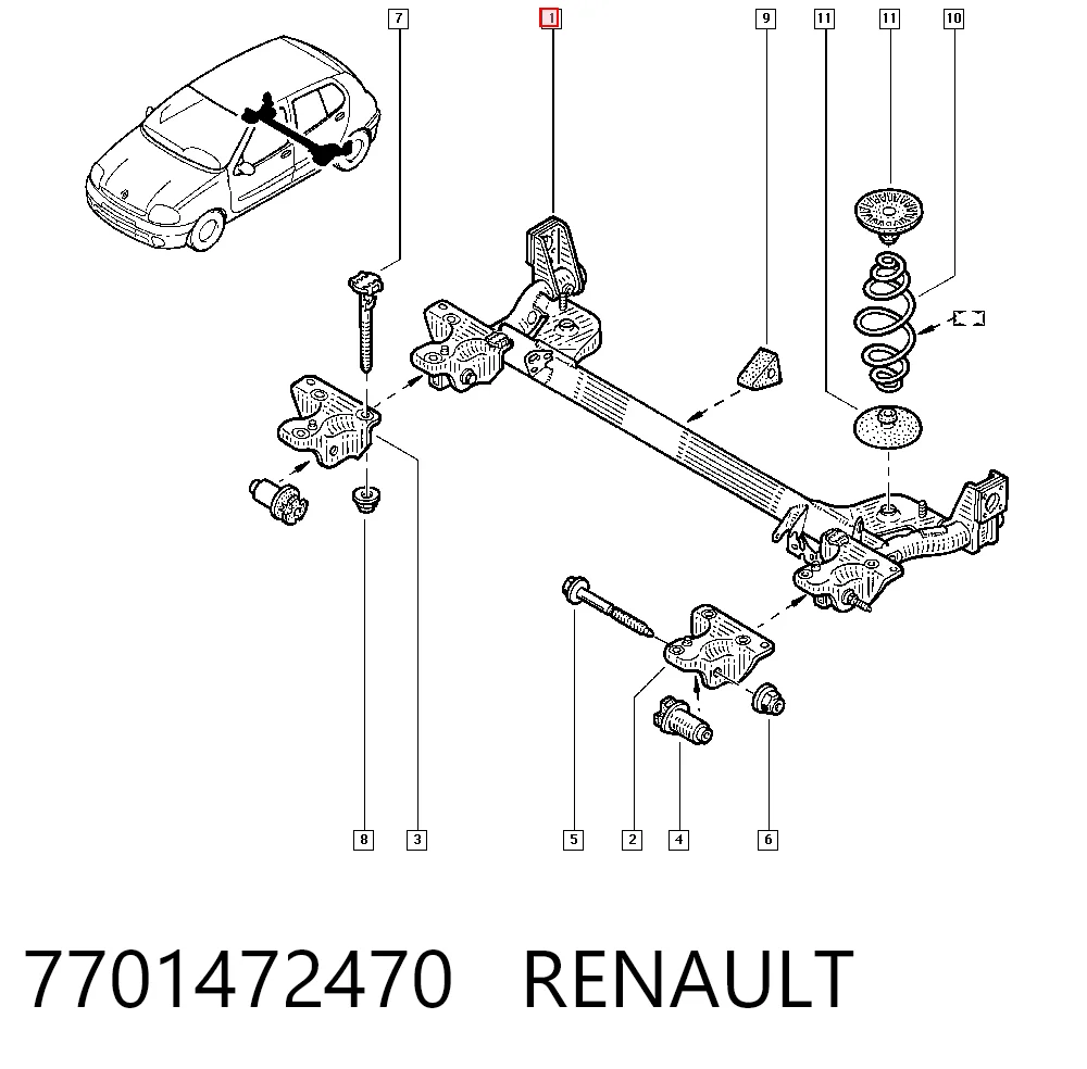 Viga de suspensão traseira (plataforma veicular) Renault Clio  LB0, LB1, LB2 ao melhor preço