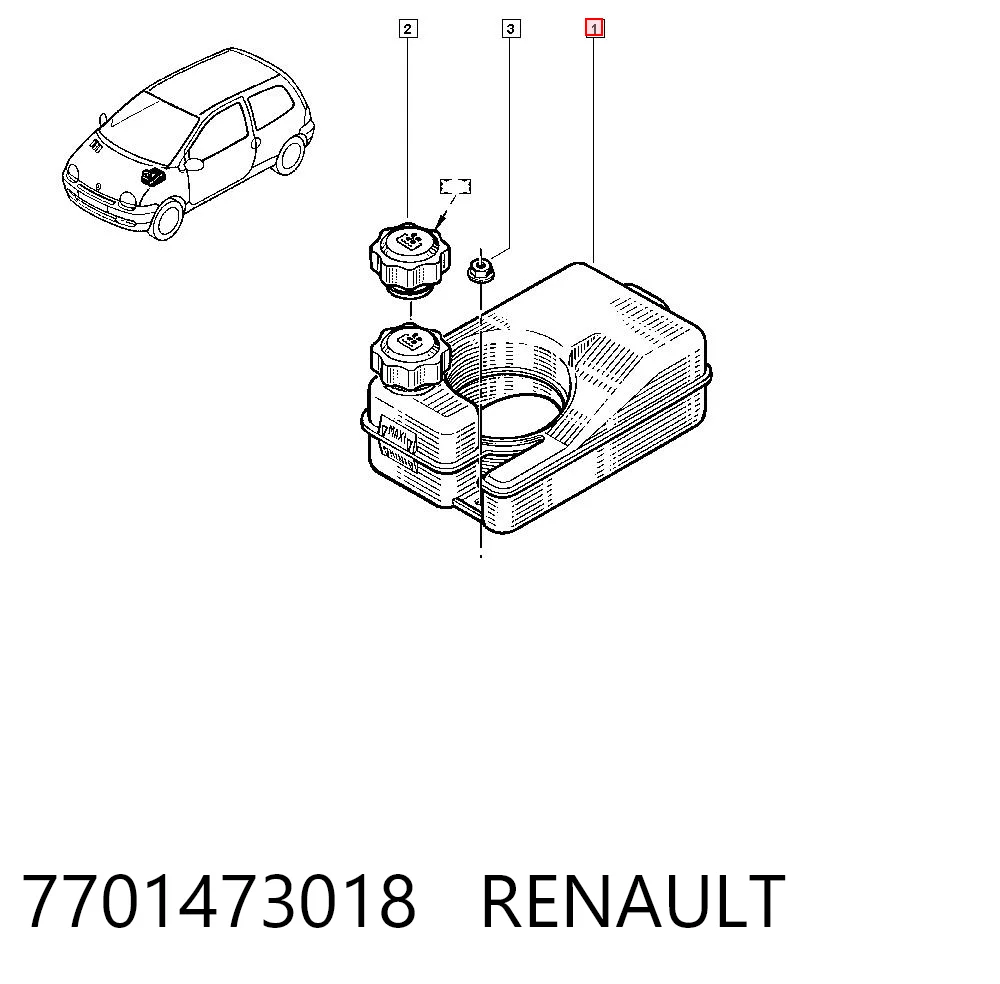 Tanque de expansão do sistema de esfriamento Renault Twingo I C06
