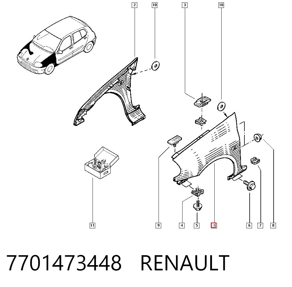 Pára-lama dianteiro esquerdo Renault Clio  LB0, LB1, LB2 ao melhor preço