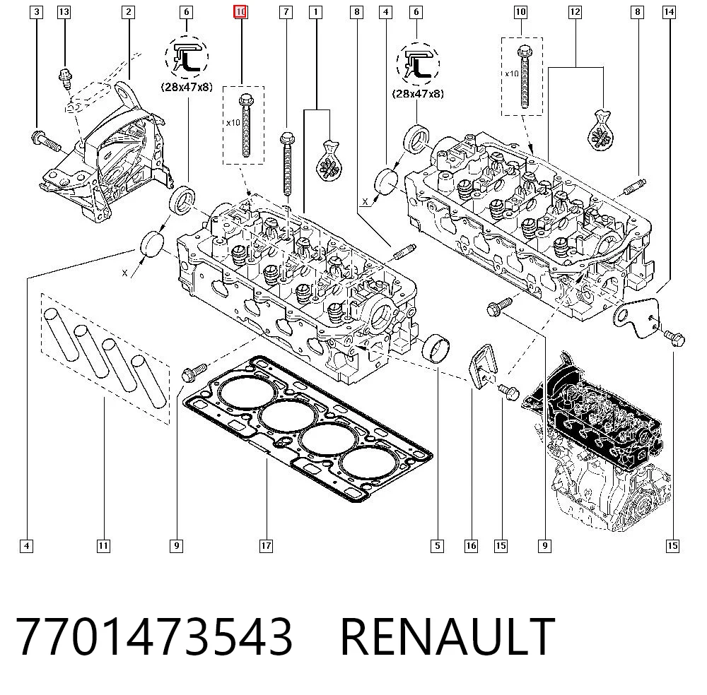 Parafuso de cabeça de motor (CBC) para Renault LOGAN II MCV K8