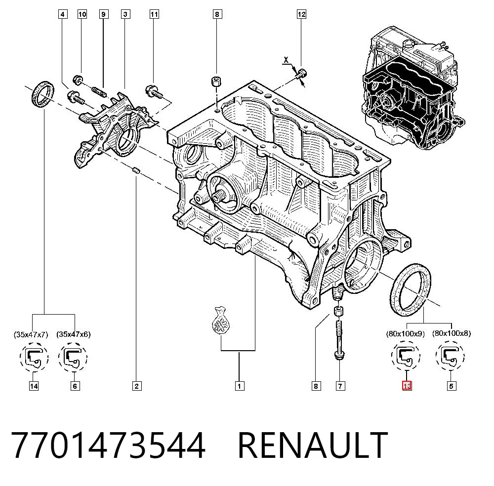 Vedação traseira de cambota de motor Nissan Qashqai II J11