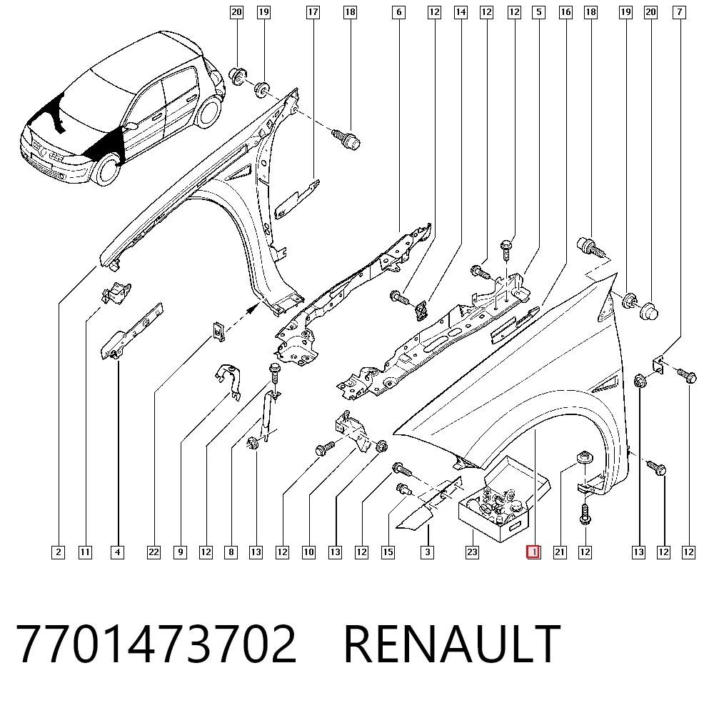 Pára-lama dianteiro esquerdo para Renault Megane II BM0, CM0, BM1, CM1