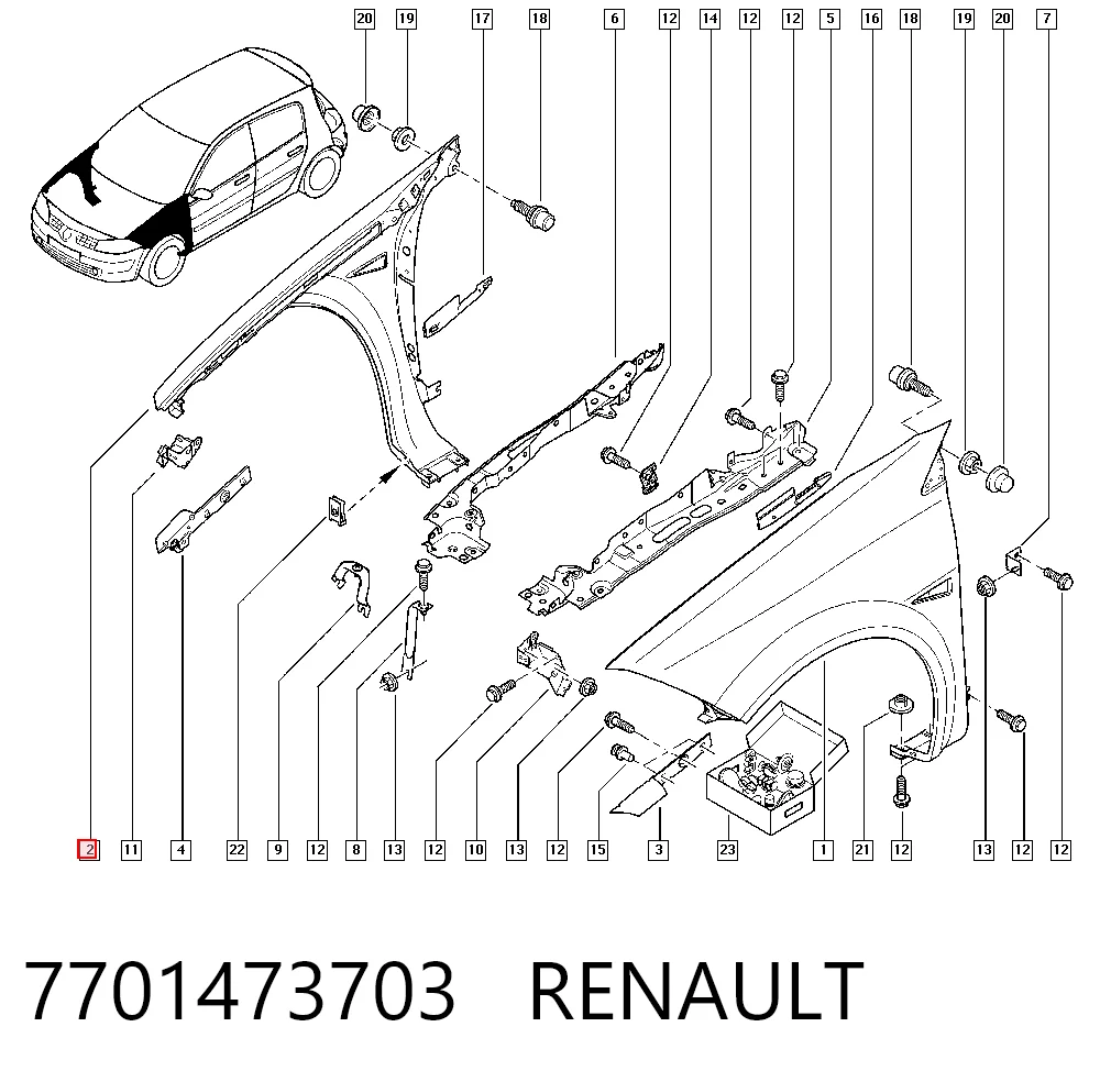  Pára-lama dianteiro direito Renault Megane II sedan (LM0, LM1) (2003 - 2012) II