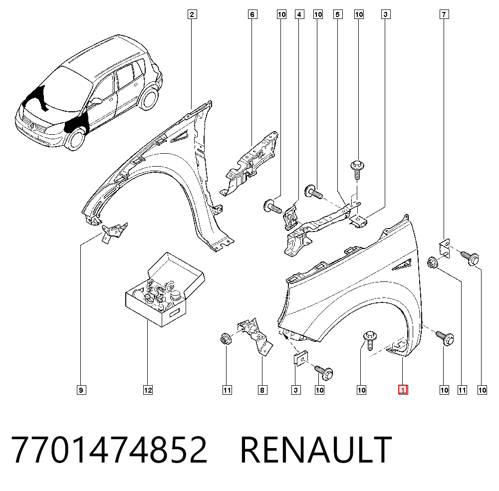 Pára-lama dianteiro esquerdo para Renault Scenic II JM0, JM1