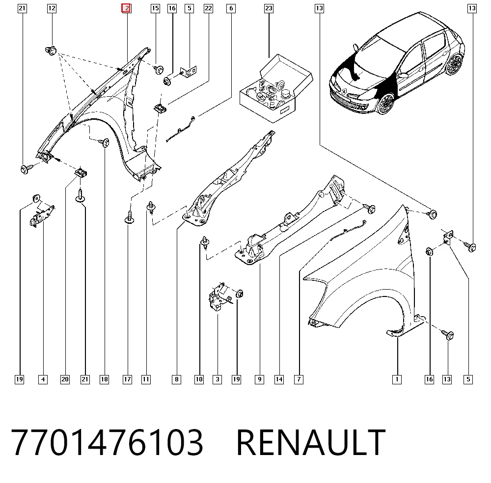 Pára-lama dianteiro direito Renault Clio preço, a partir de 61,03 USD