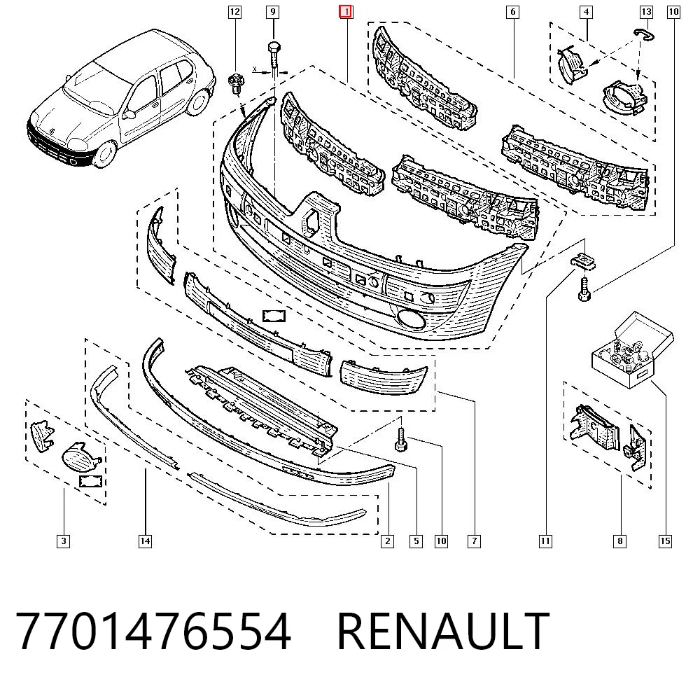Pára-choque dianteiro Renault Clio II BB, CB