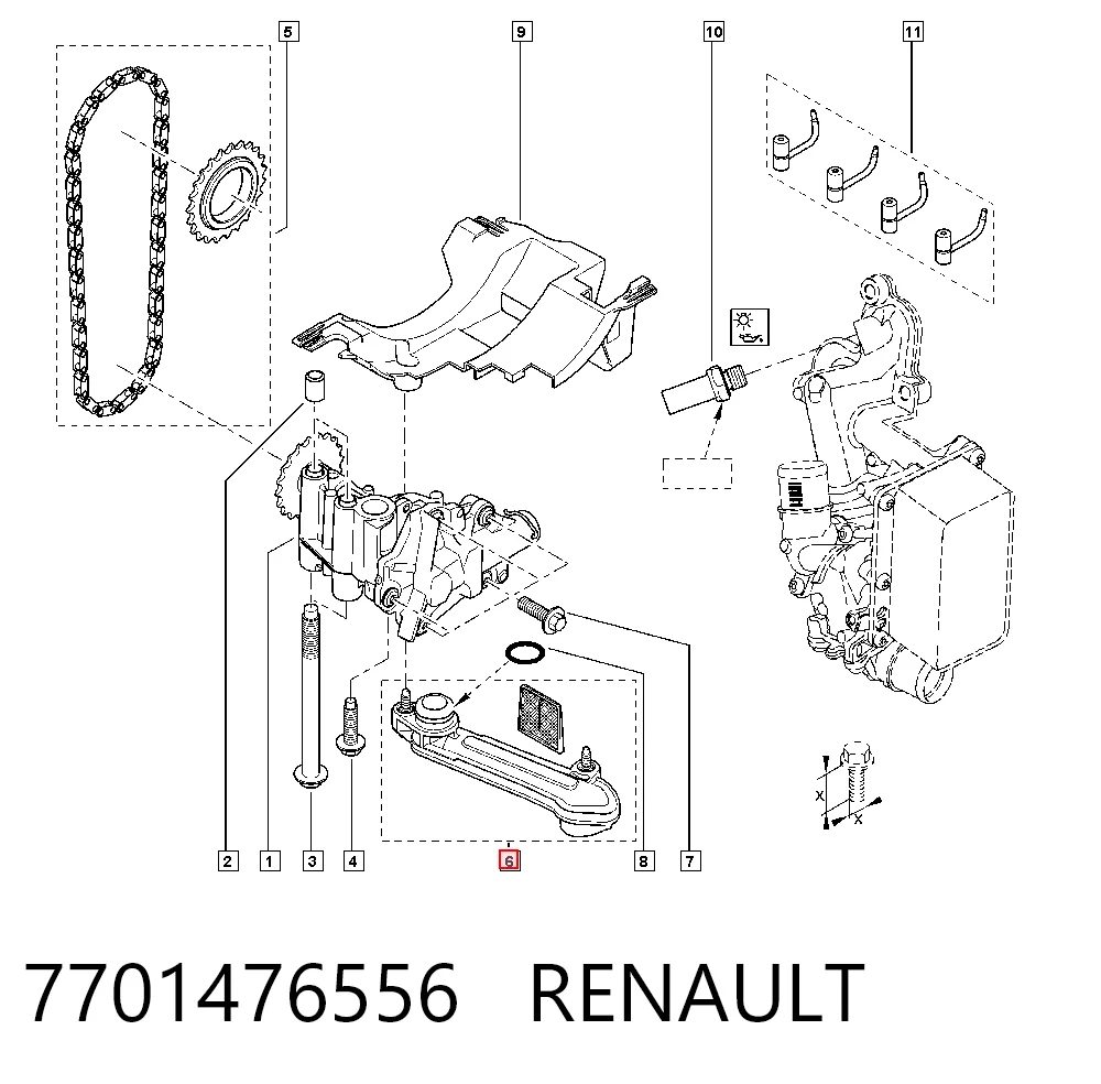 Receptor de óleo (coletor de óleo) para Renault Trafic II FL
