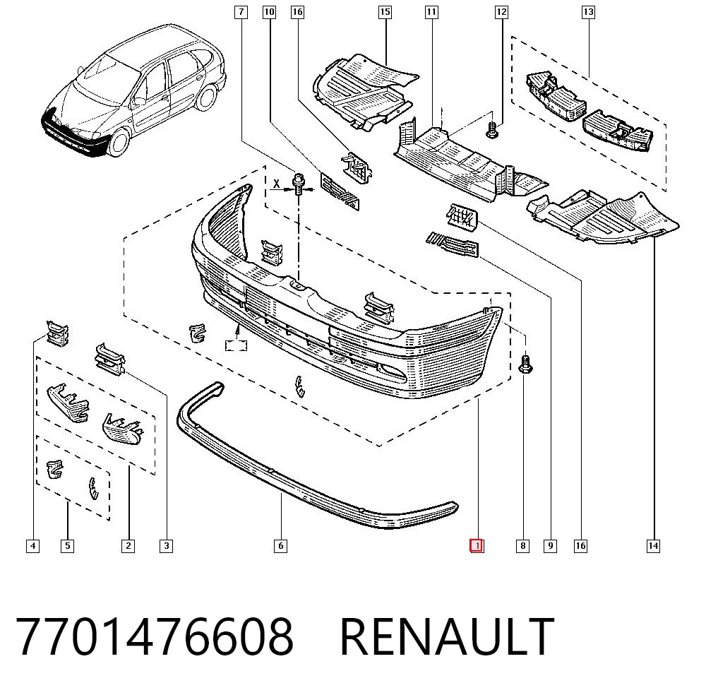Pára-choque dianteiro Renault Megane  JA0, JA1 ao melhor preço