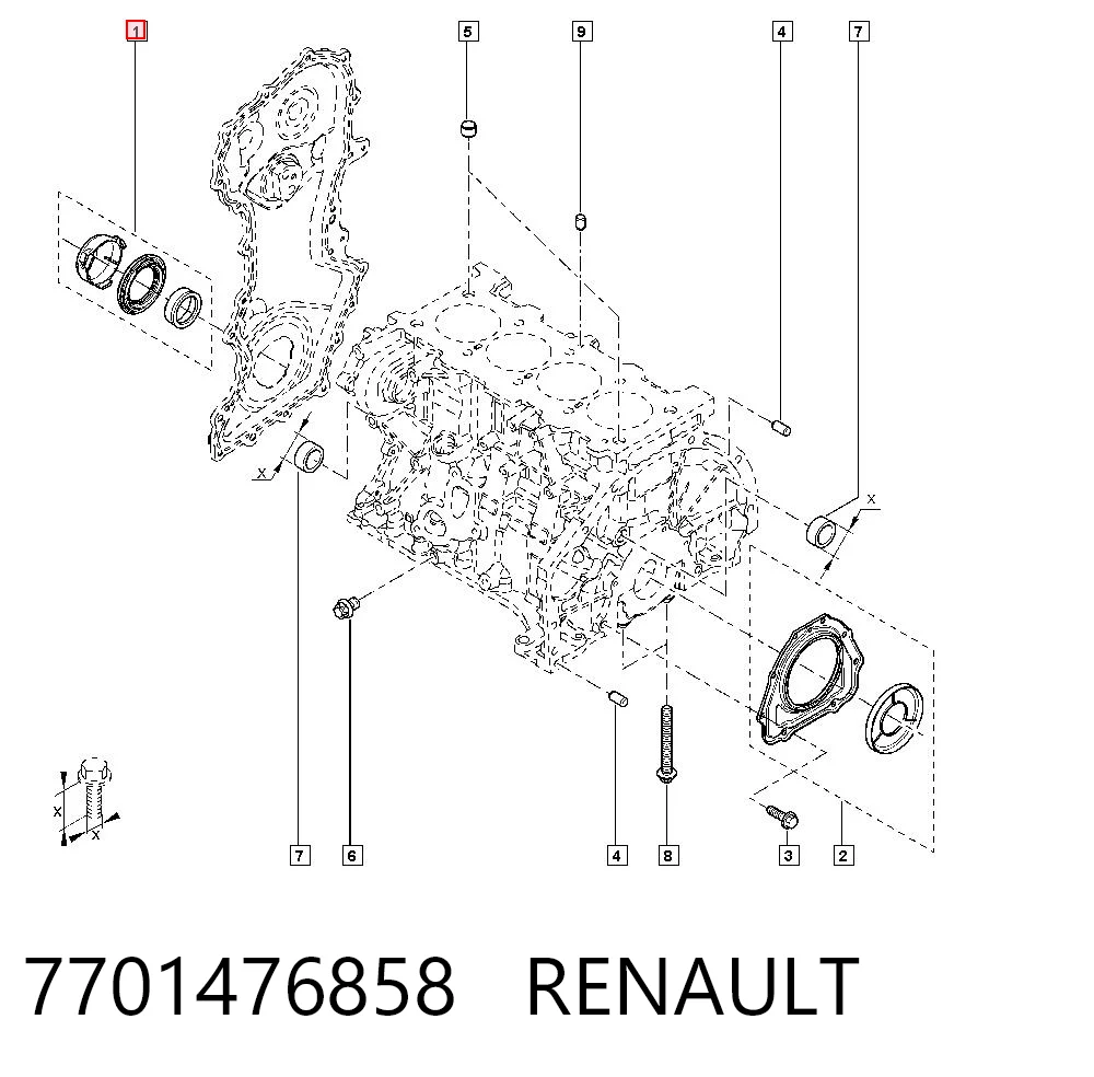 Vedação dianteira de cambota de motor Glaser P7734601