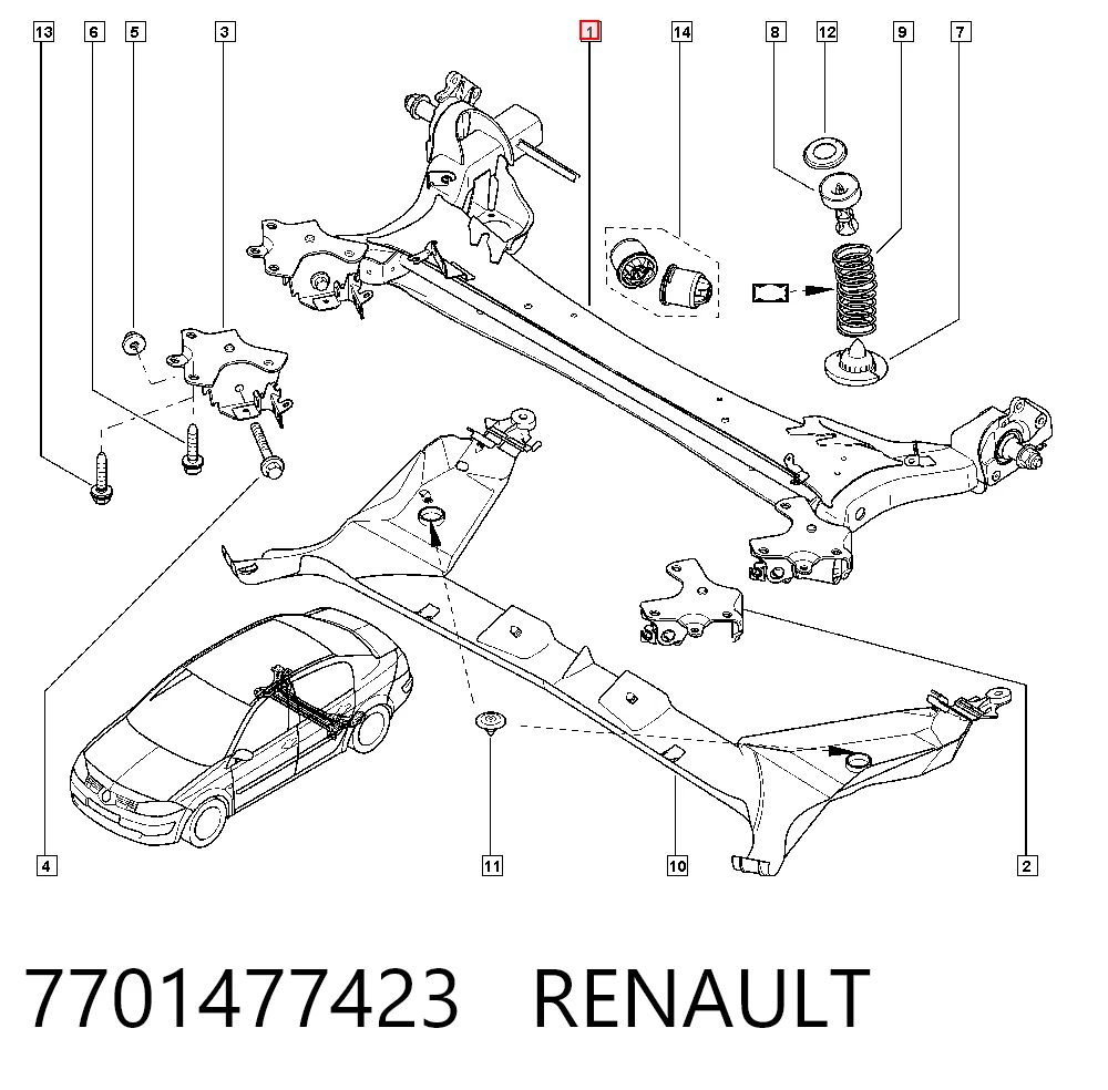 Viga de suspensão traseira (plataforma veicular) Renault Megane II LM0, LM1