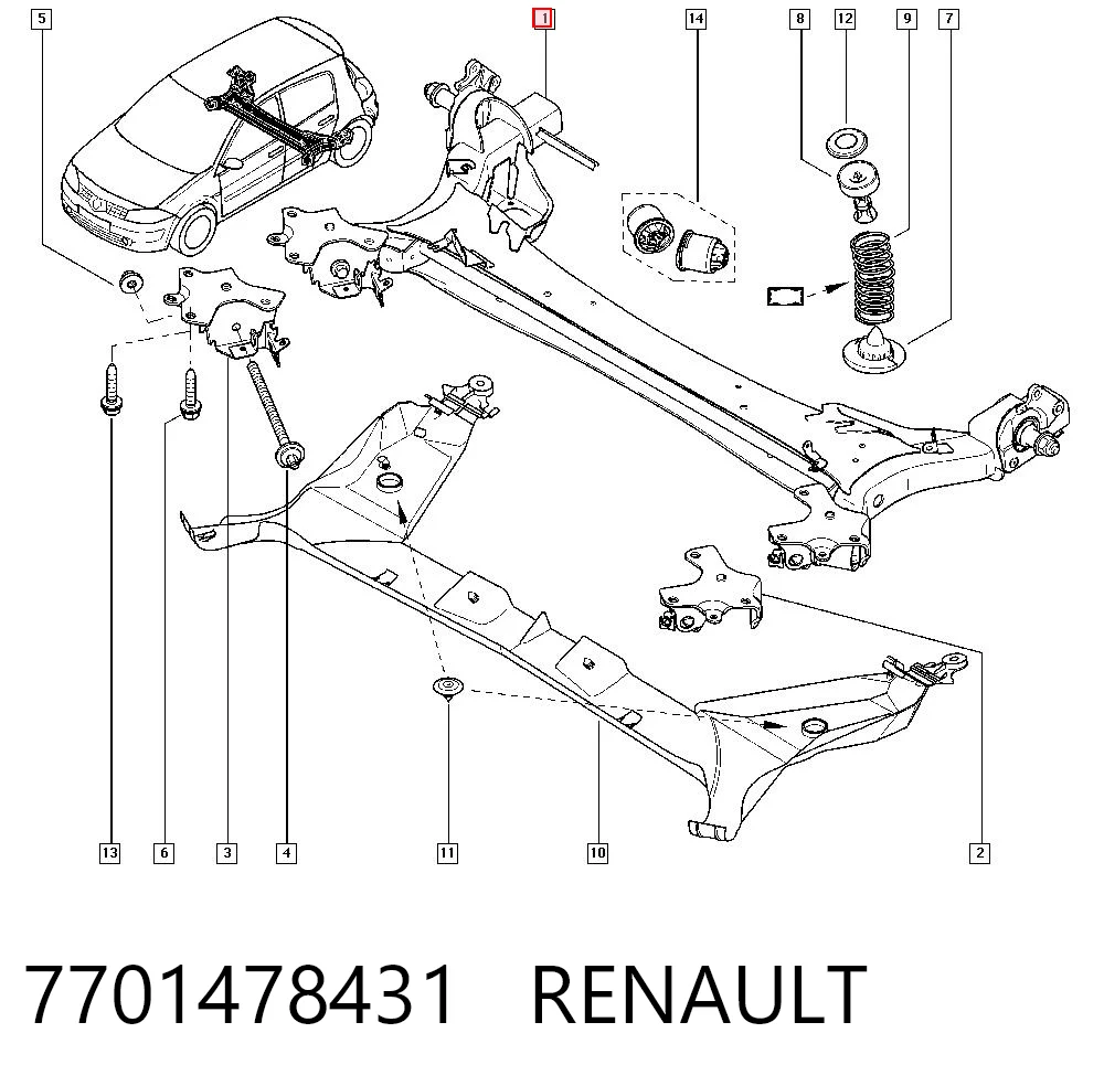 Viga de suspensão traseira (plataforma veicular) para Renault Megane II BM0, CM0, BM1, CM1