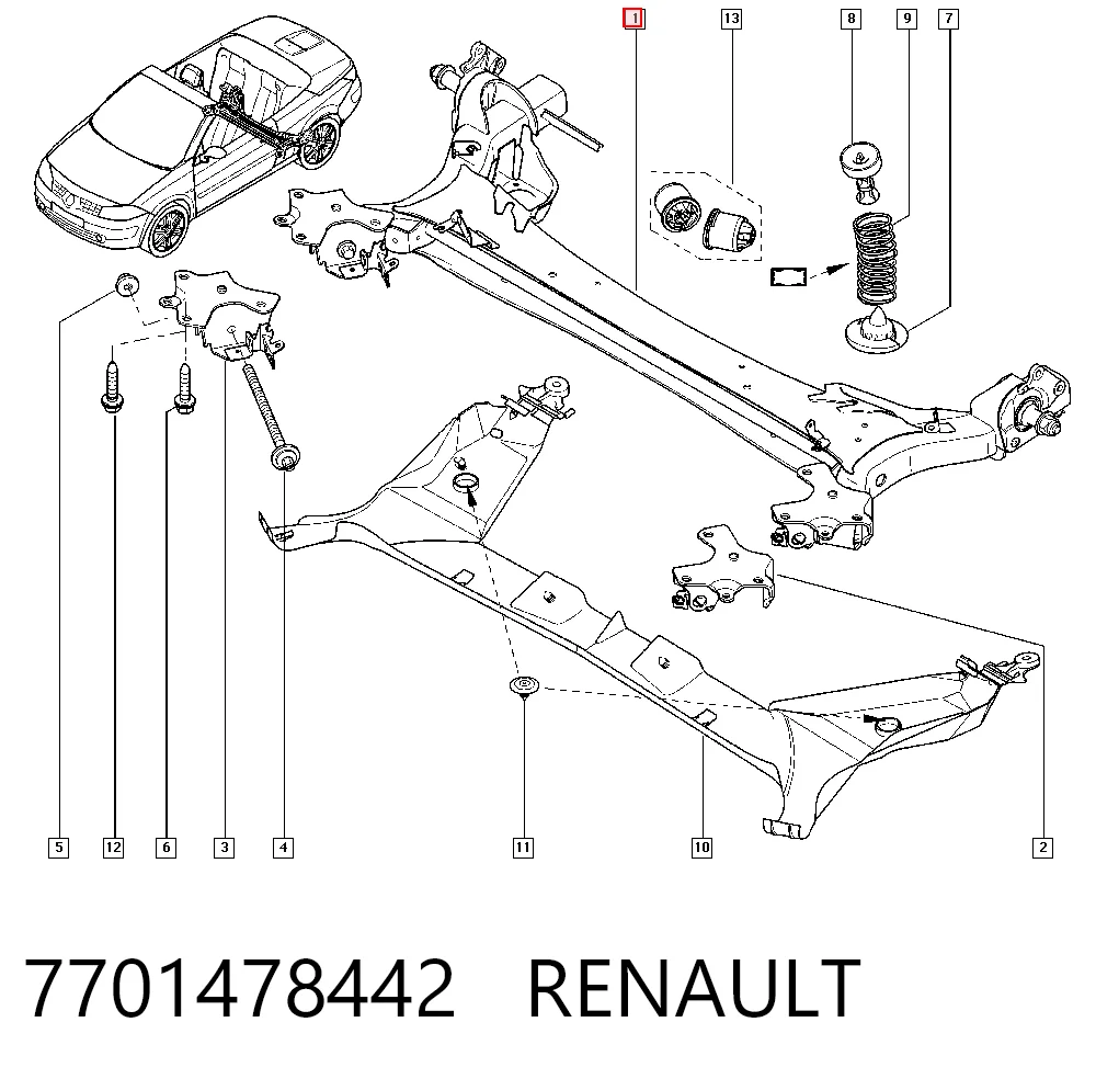 Compre Viga de suspensão traseira (plataforma veicular) Renault Megane 2
