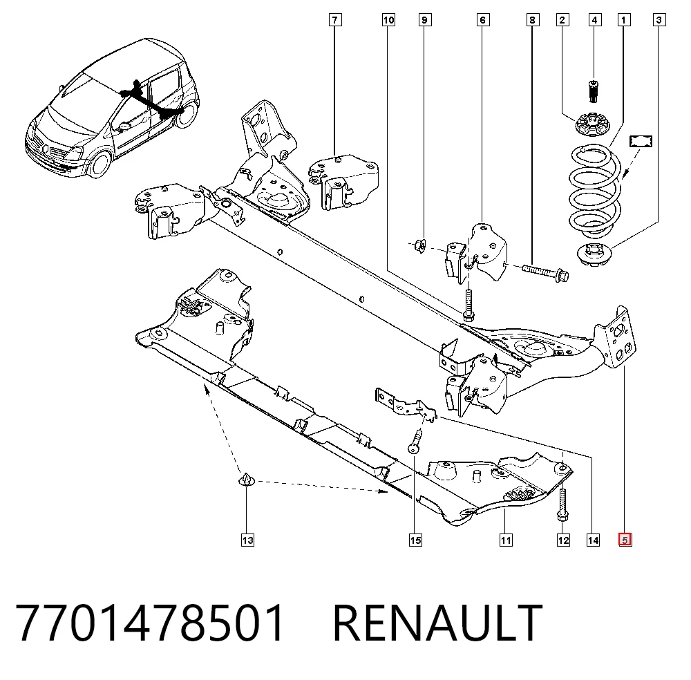  Viga de suspensão traseira (plataforma veicular) Renault Clio III hatchback (BR01, CR01) (2005 - 2014) III