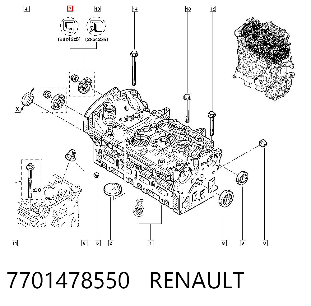 Vedação da árvore distribuidora de motor Glaser P7747201