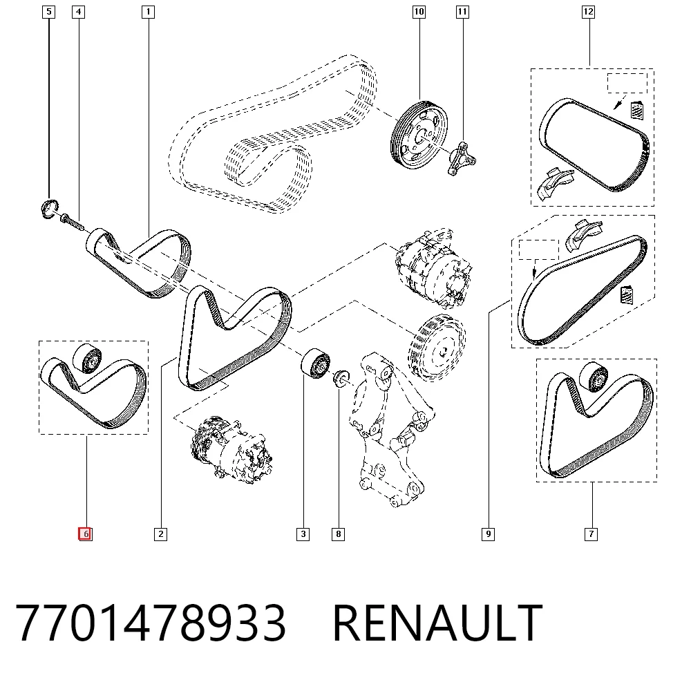 Rolo de reguladora de tensão da correia de transmissão para Renault Clio BR01, CR01