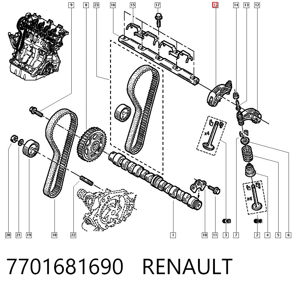 Balanceiro de válvula (balanceiro de válvulas) Renault Clio LB0, LB1, LB2 ao melhor preço