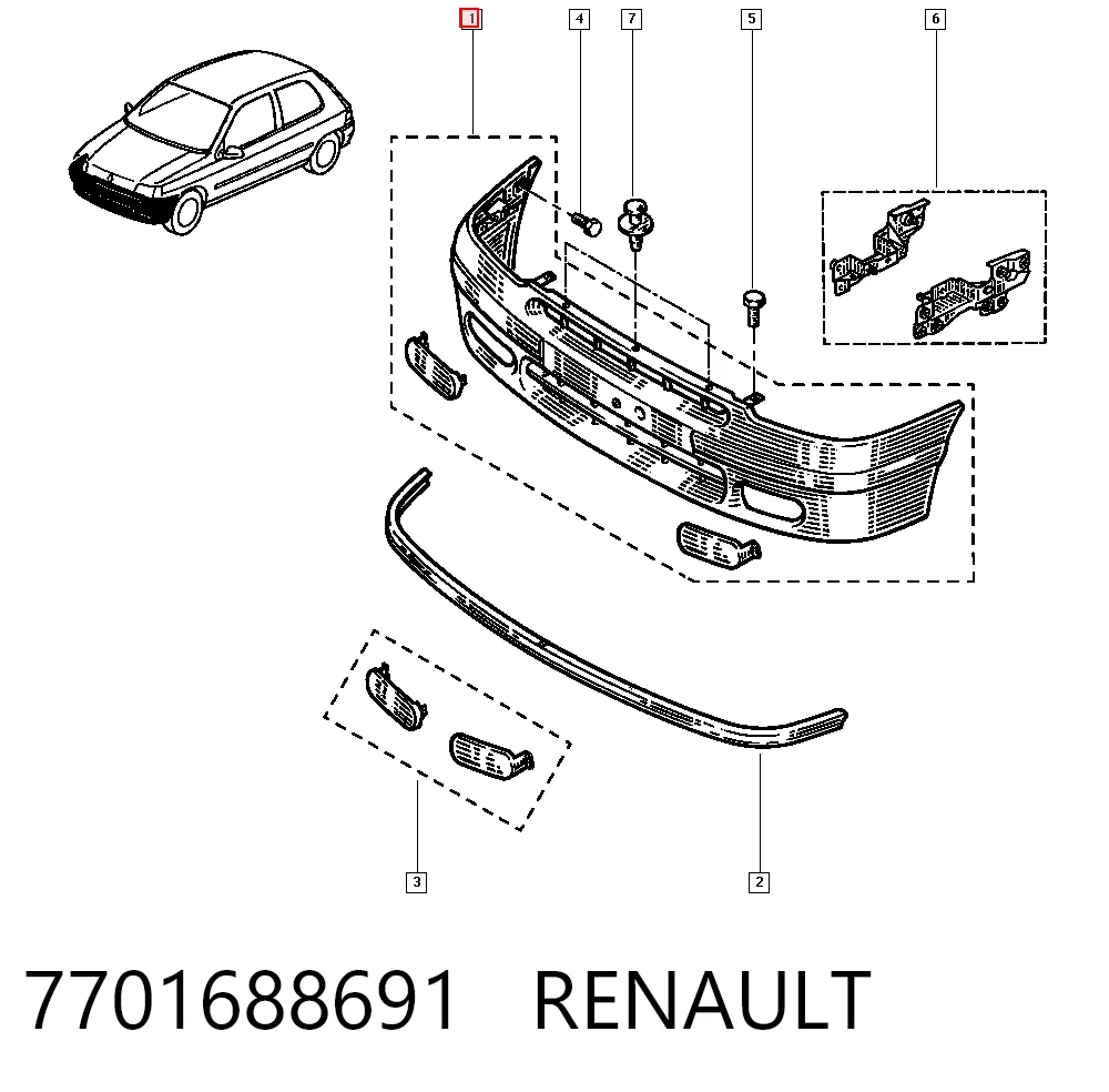 Pára-choque dianteiro Renault Clio preço, a partir de 69,46 USD