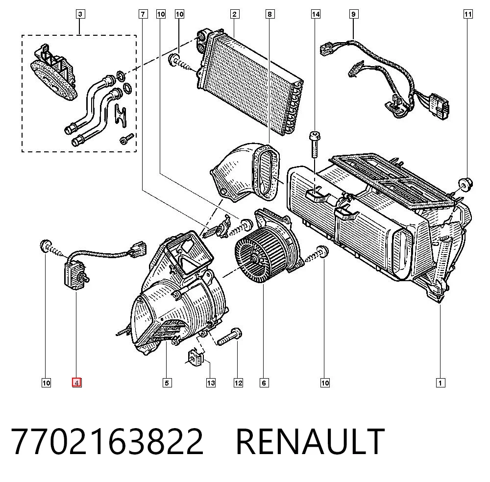 7702163822 Nissan/Infiniti Acionamento de comporta de forno
