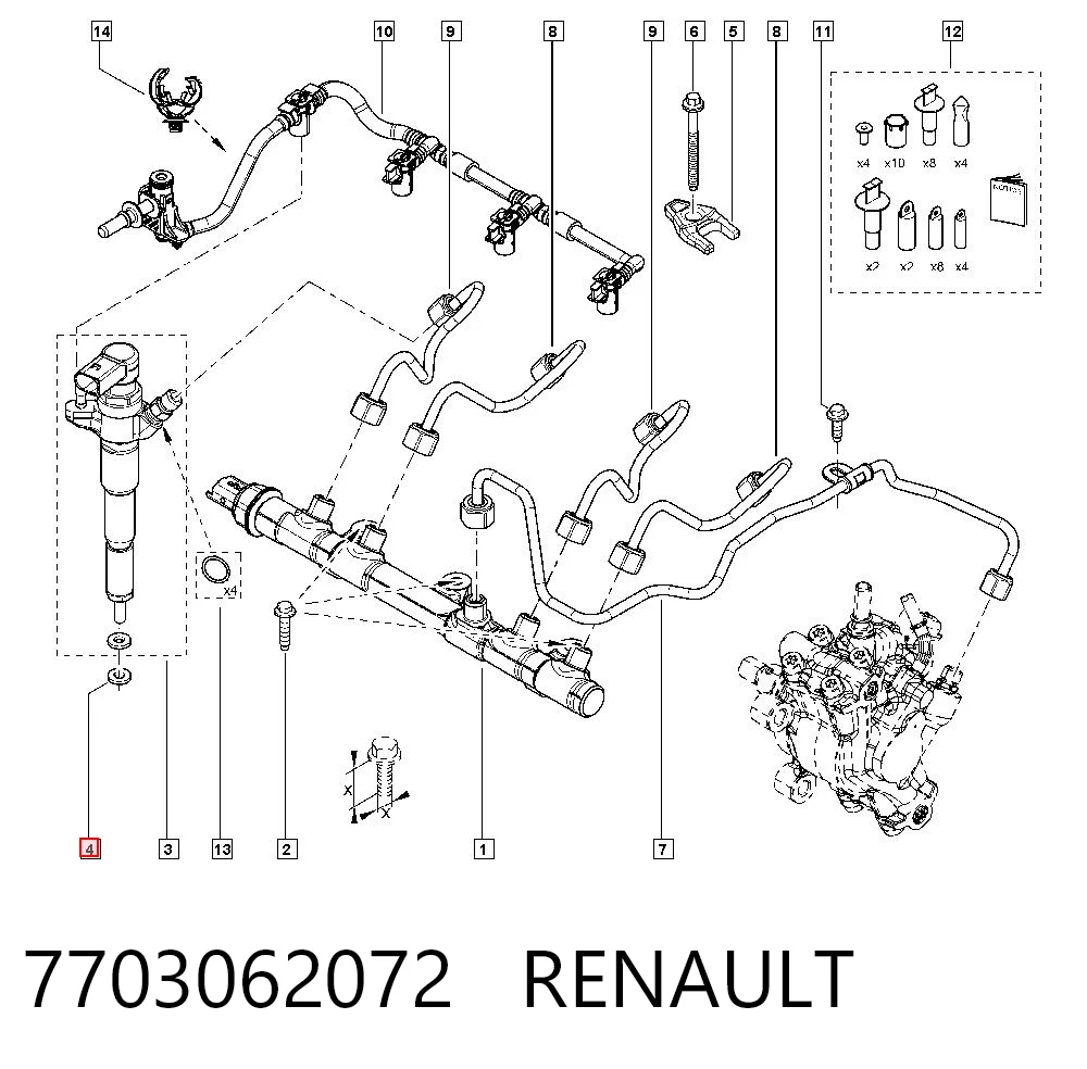 7703062072 Renault (RVI) Anel (arruela) do injetor de ajuste