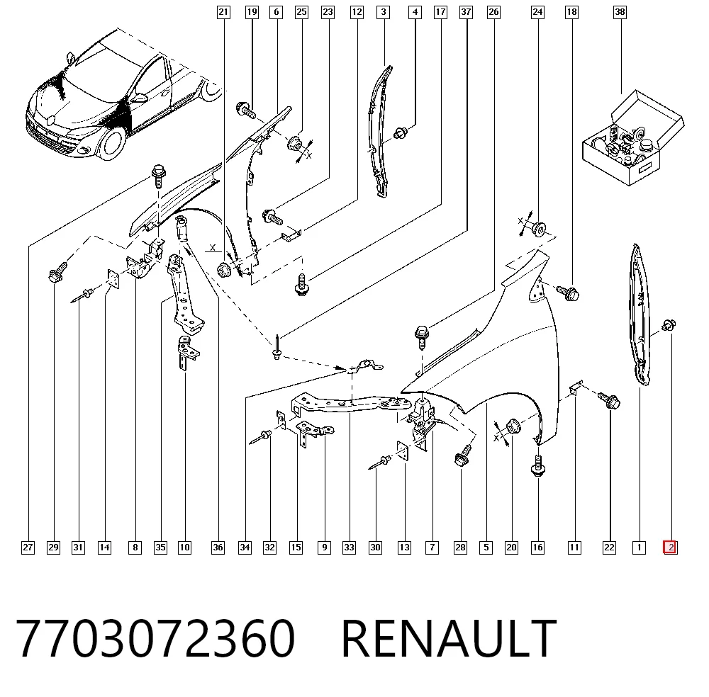 7703072360 Renault (RVI) Cápsula (prendedor) de fixação de grelha do radiador de esfriamento