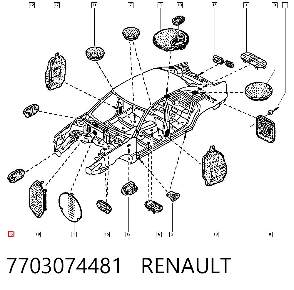 Tampão de fundo de carroçaria Renault Laguna II BG0, BG1 ao melhor preço