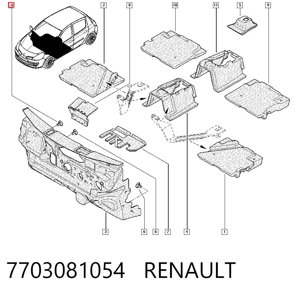 7703081054 Renault (RVI) Cápsula (prendedor) de fixação do forro do pára-choque do pára-lama dianteiro