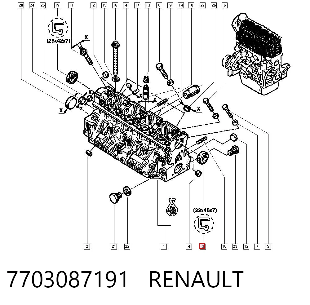 P7603611 Glaser Vedação dianteira da árvore distribuidora de motor