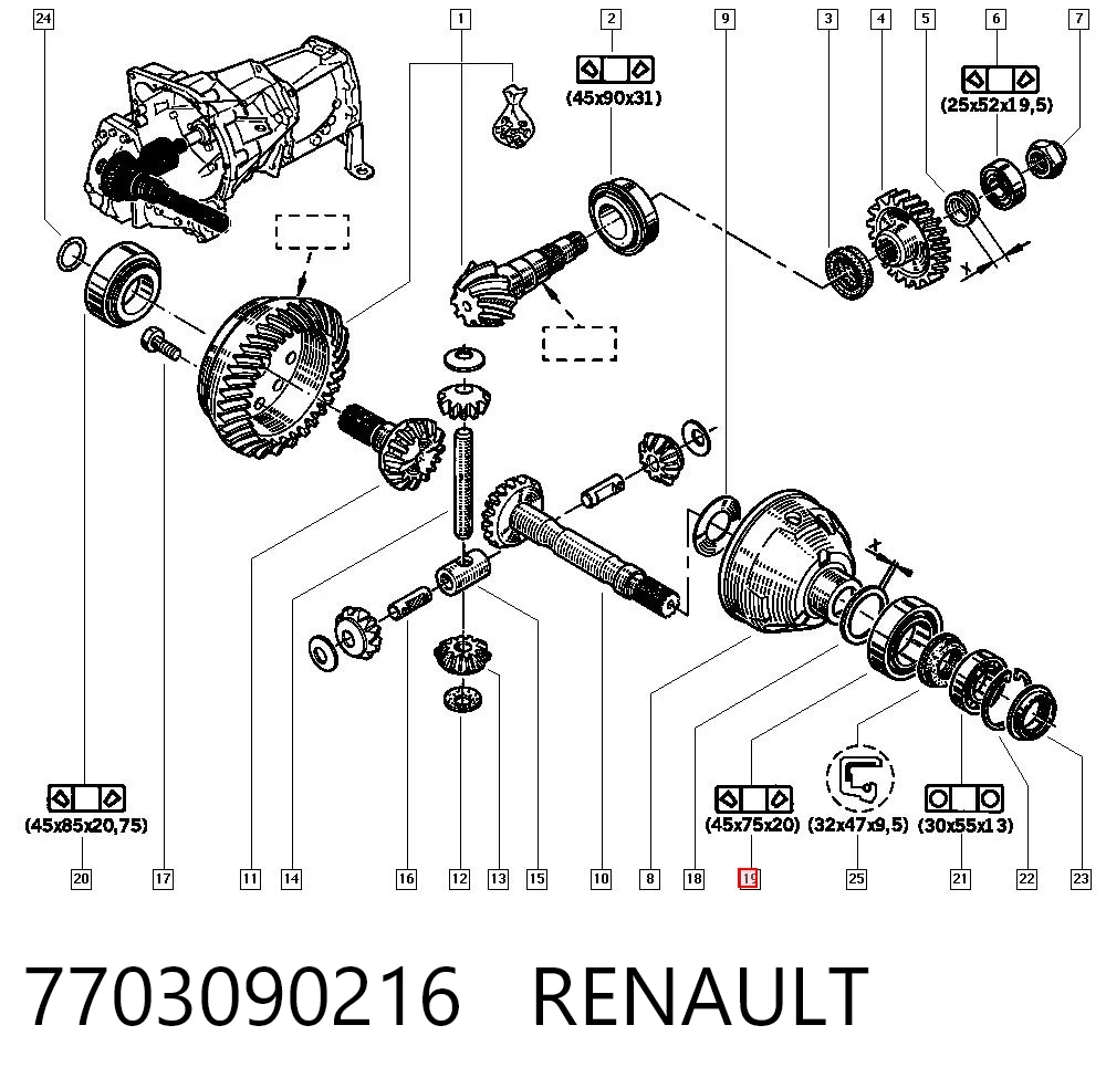 Rolamento da Caixa de Mudança para Fiat Stilo 192