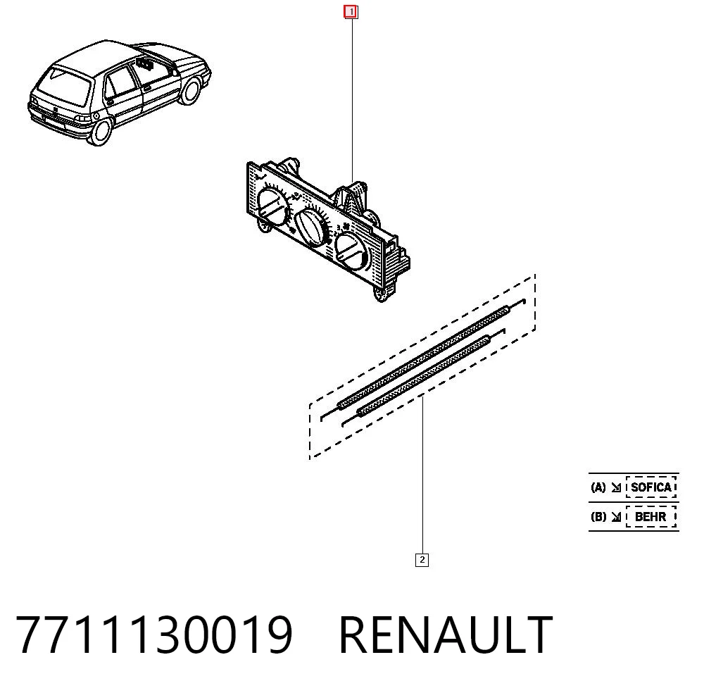 Unidade de controlo dos modos de aquecimento/condicionamento para Renault 19 II B53, C53