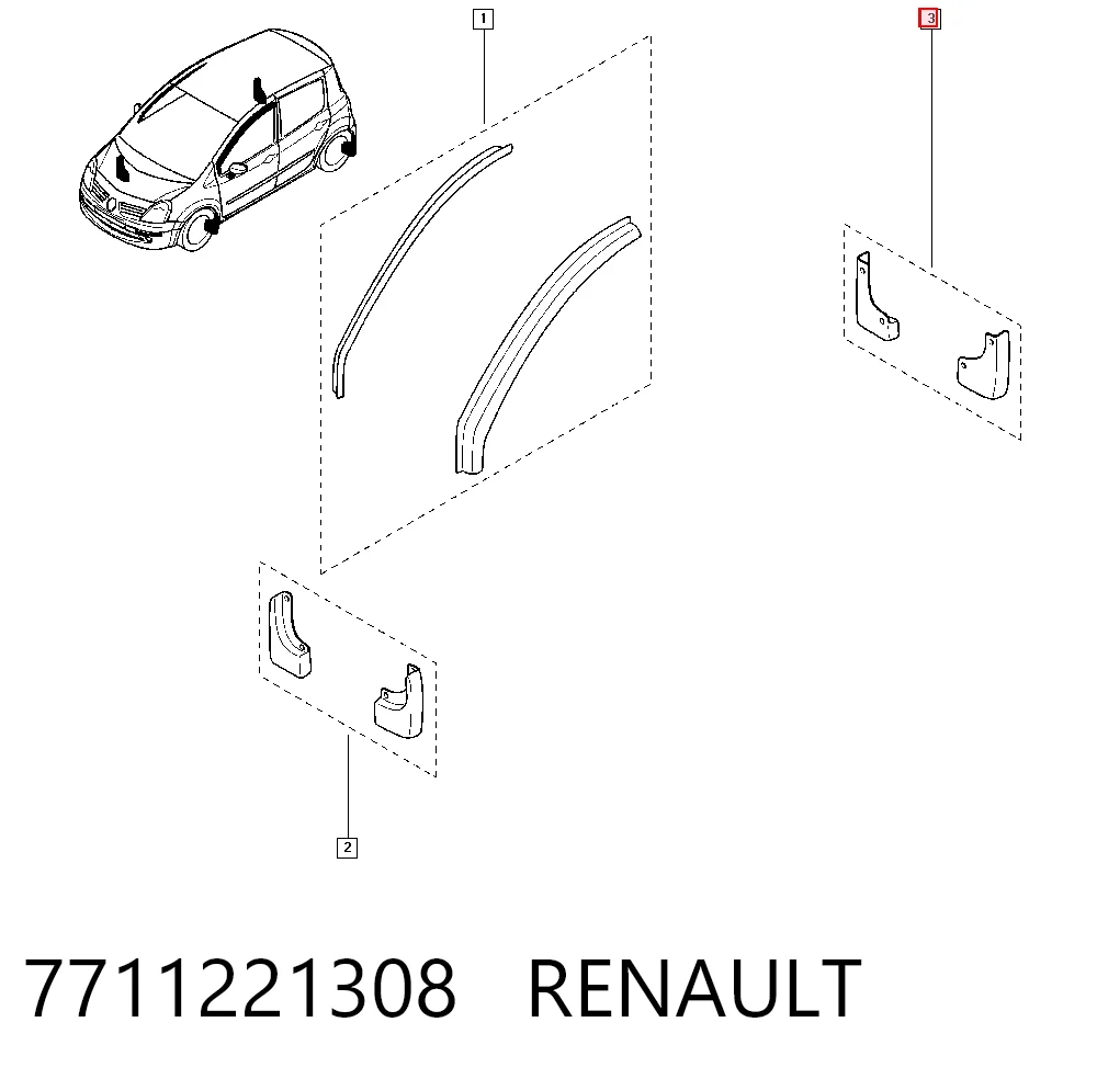 Protetores de lama traseiros, kit para Renault Espace IV JK0