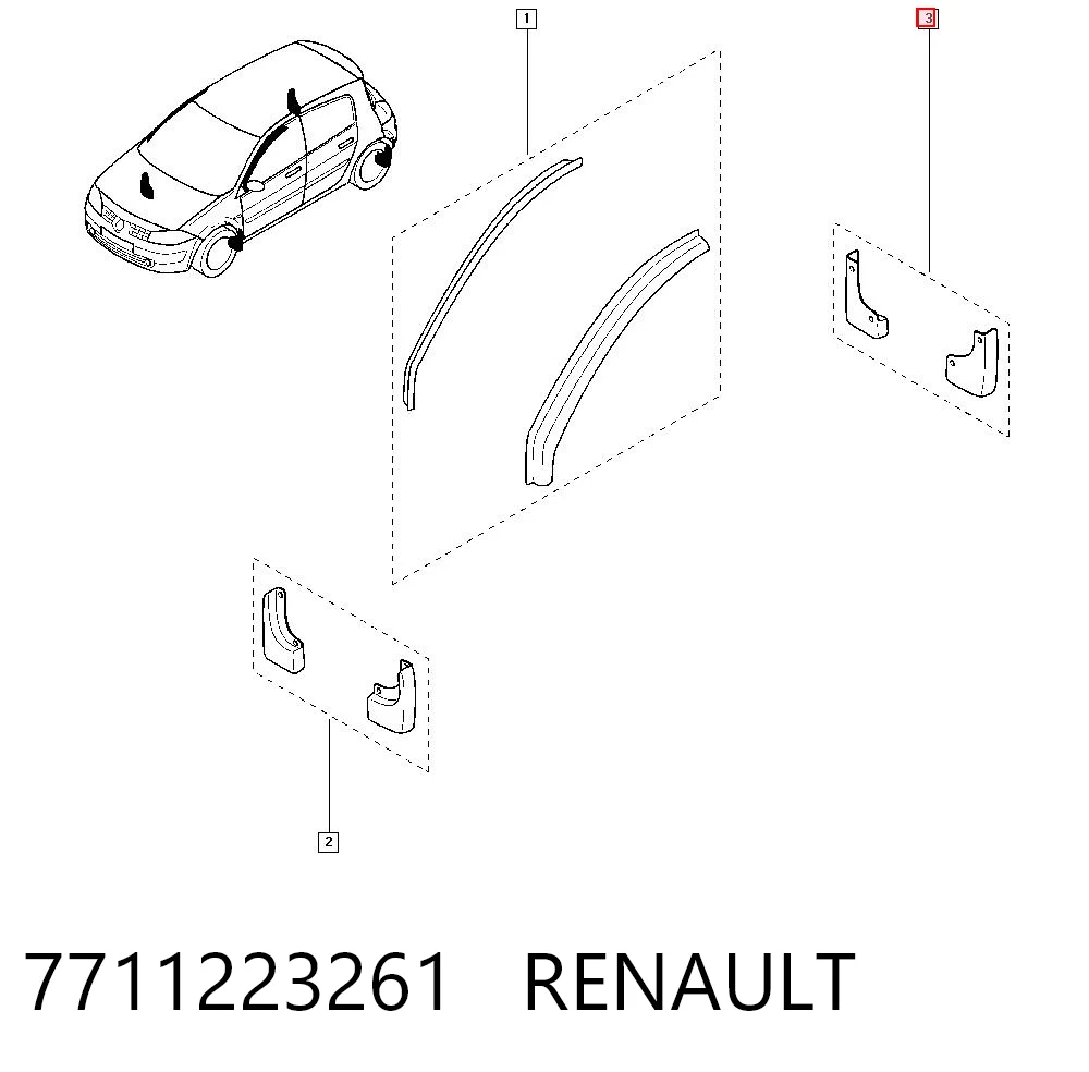 Protetores de lama traseiros, kit Renault Espace IV JK0