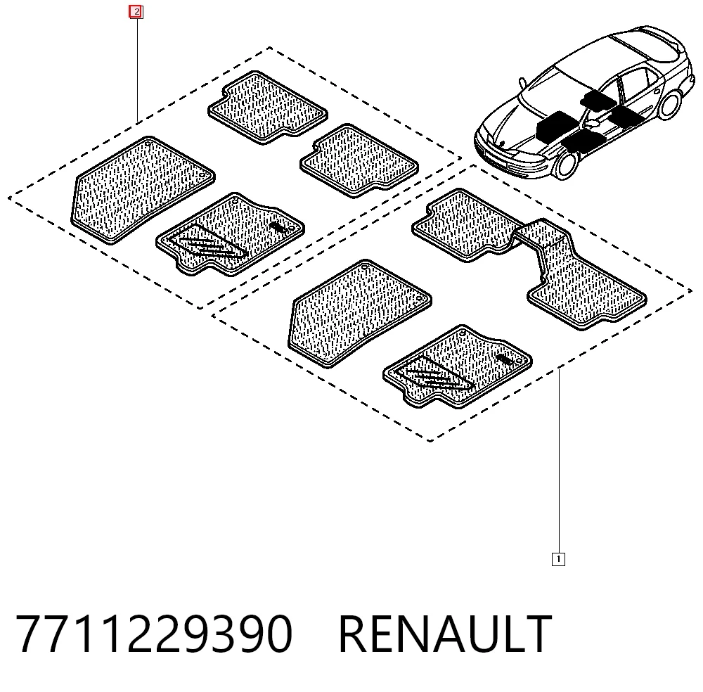 Tapetes dianteiros + traseiros, kit Renault Laguna II BG0, BG1 ao melhor preço