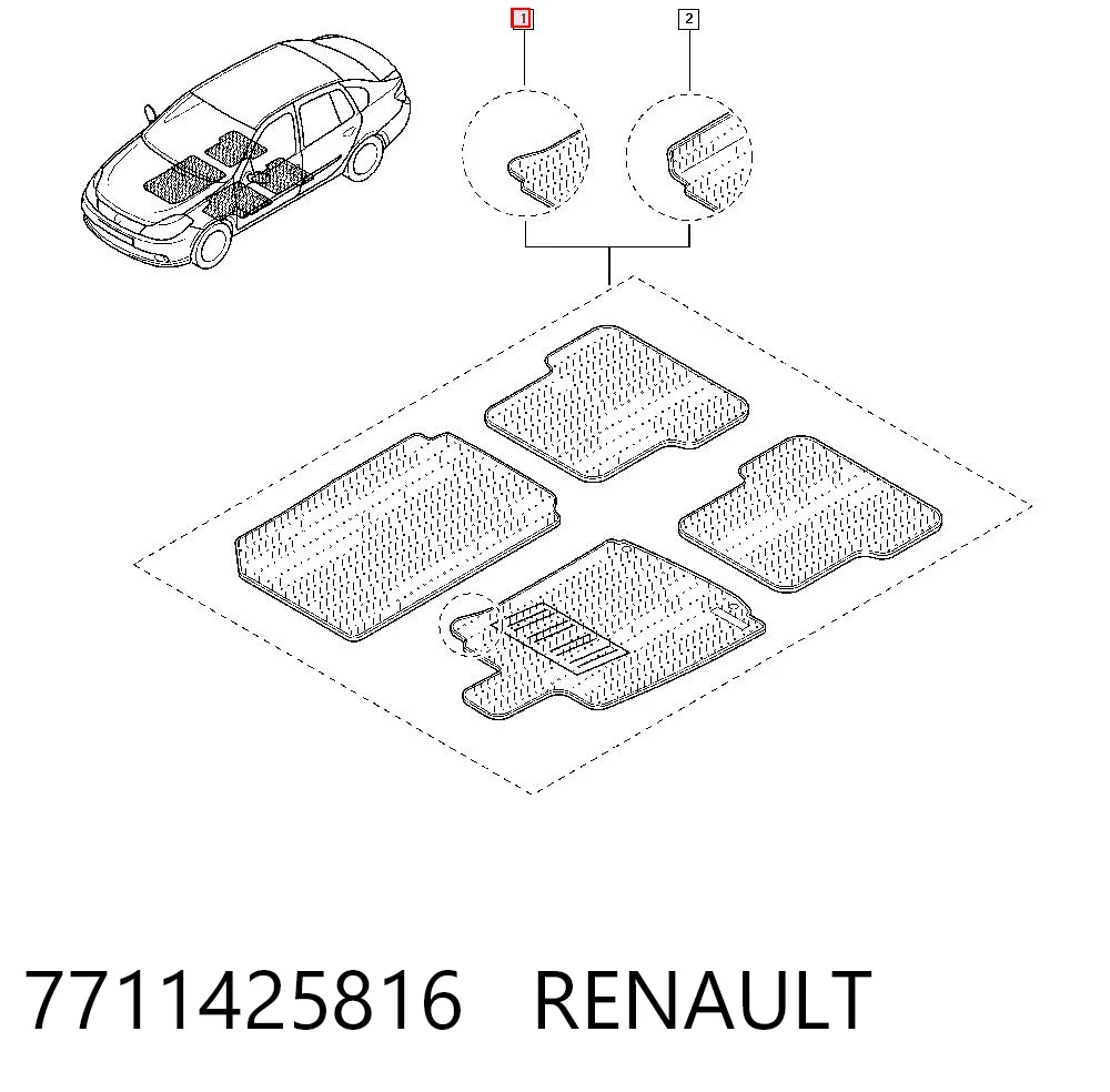 Tapetes dianteiros + traseiros, kit para Renault Clio SYMBOL LU