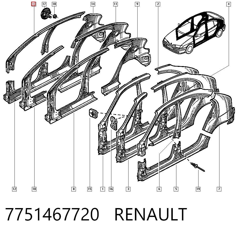 Acesso externo direito Renault Megane I BA0, BA1 ao melhor preço