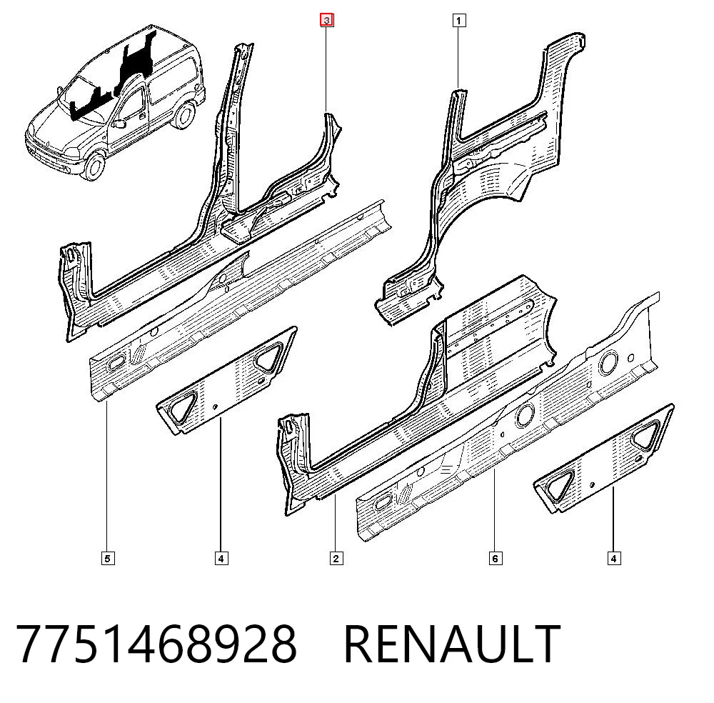 Acesso externo direito Renault Kangoo  KC0, KC1 ao melhor preço