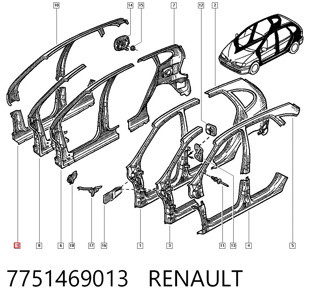 Acesso externo direito Renault Megane  JA0, JA1 ao melhor preço