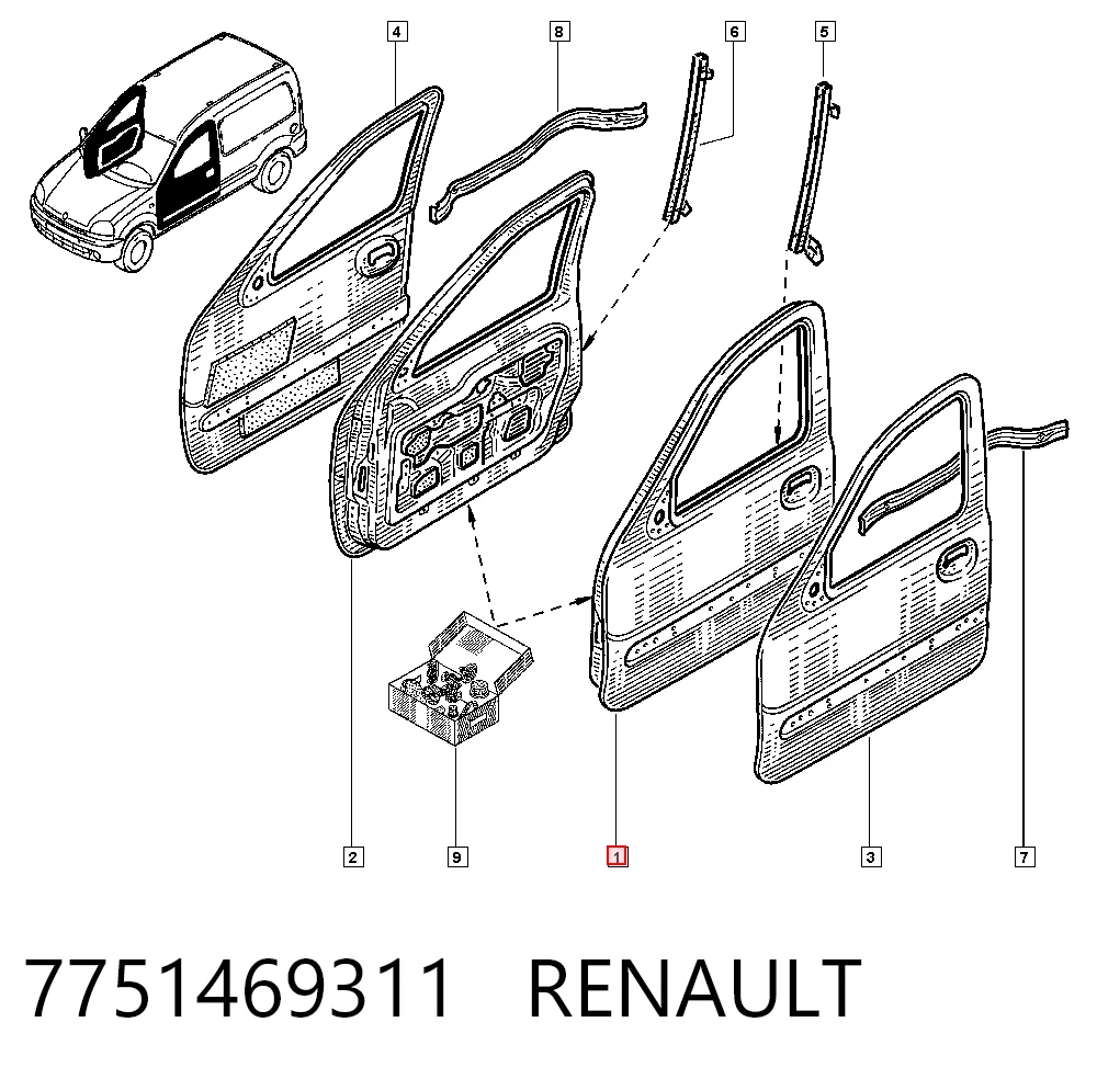Porta dianteira esquerda Renault Kangoo  KC0, KC1 ao melhor preço