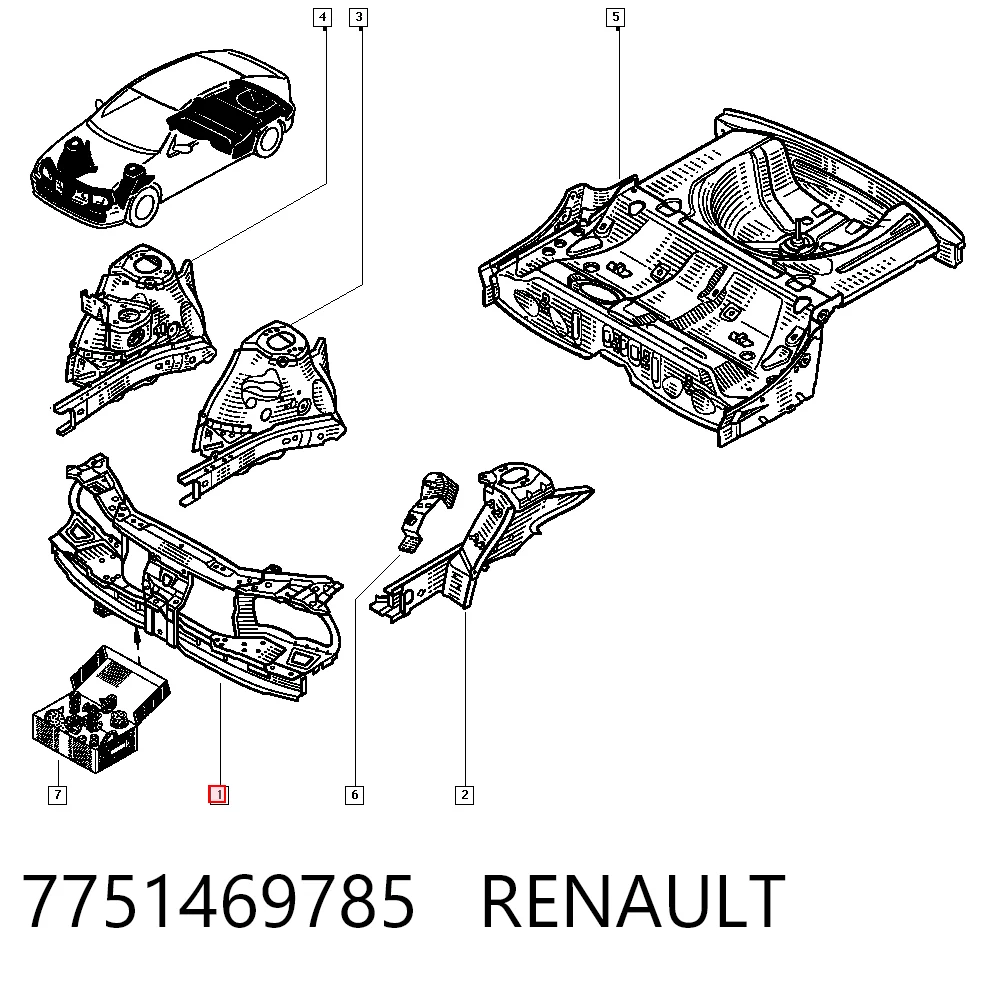 Compre Suporte do radiador montado (painel de montagem de fixação das luzes) Renault Megane 1