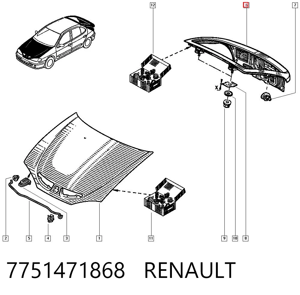 Porta traseira (3ª/5ª porta-malas (tampa de alcapão) Renault Megane I BA0, BA1 ao melhor preço