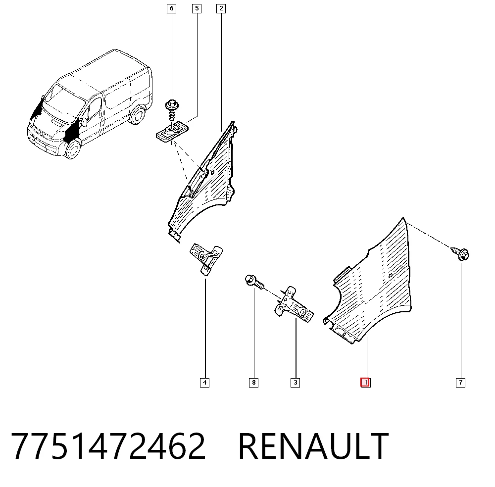 Pára-lama dianteiro esquerdo para Renault Trafic FL
