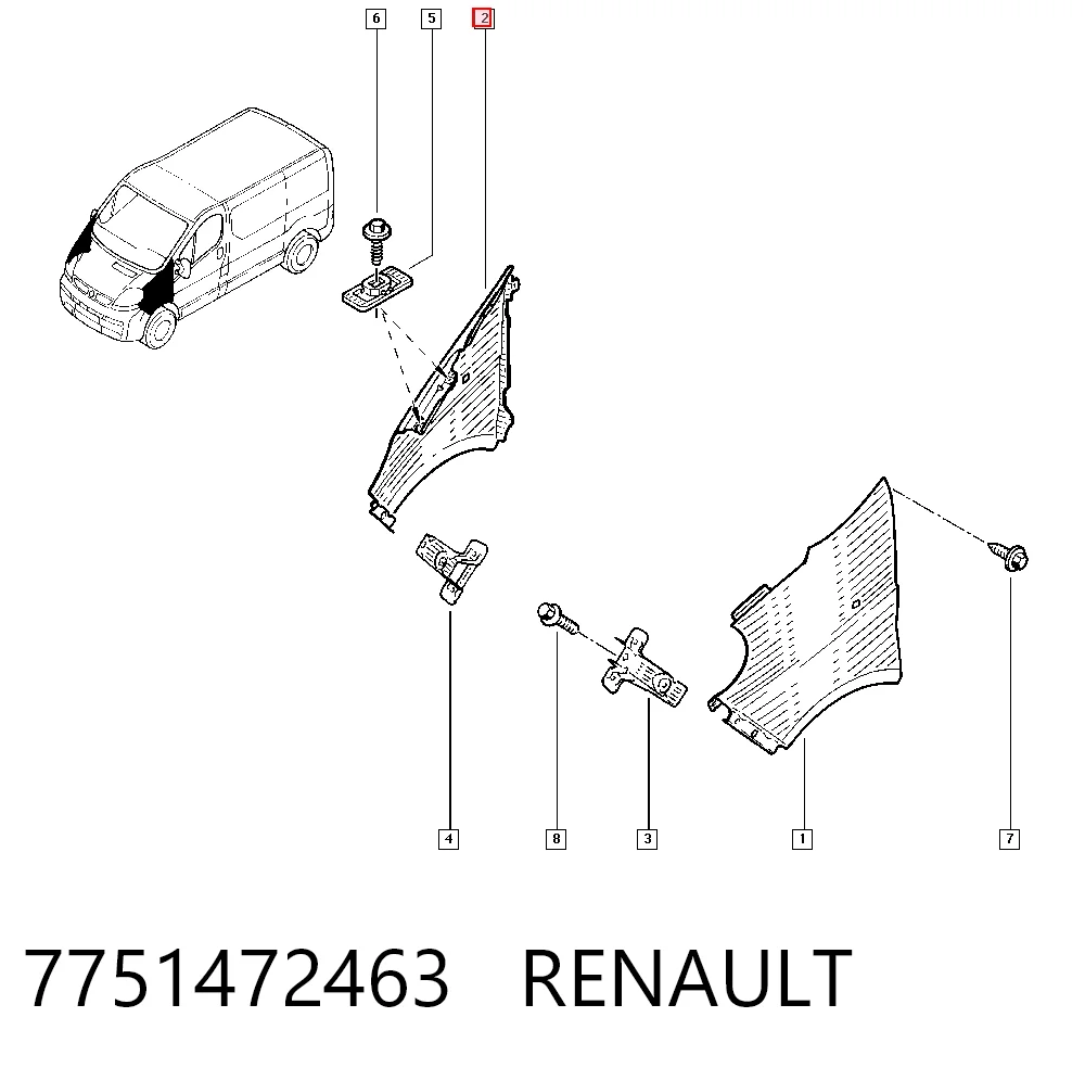 Pára-lama dianteiro direito para Renault Trafic FL