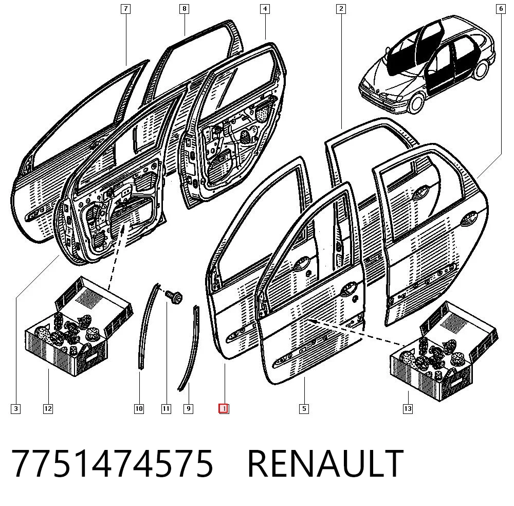 Porta dianteira esquerda para Renault Scenic I JA0, JA1, FA0