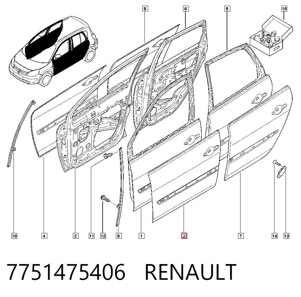 Porta dianteira esquerda para Renault Scenic GRAND II JM0, JM1