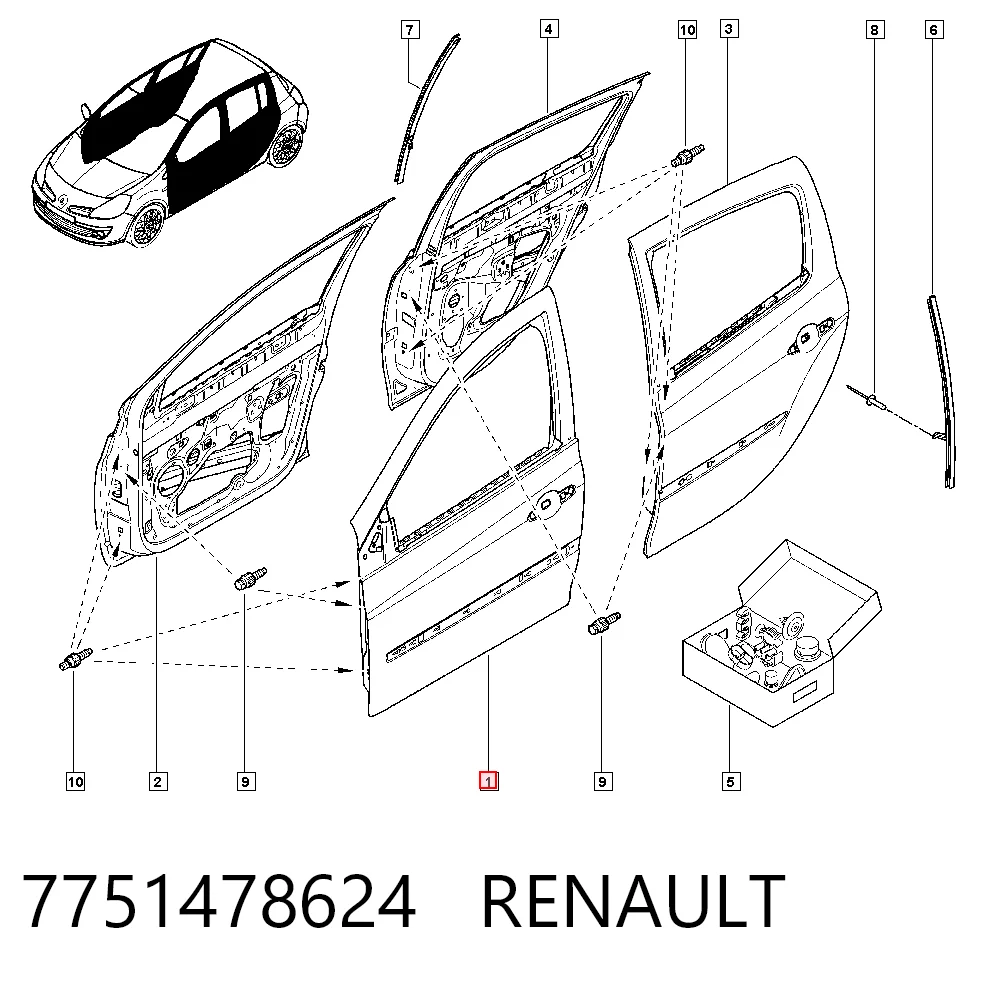 Porta dianteira esquerda para Renault Clio III BR01, CR01
